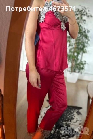 Дамски сатениран комплект за спане от 5 части 