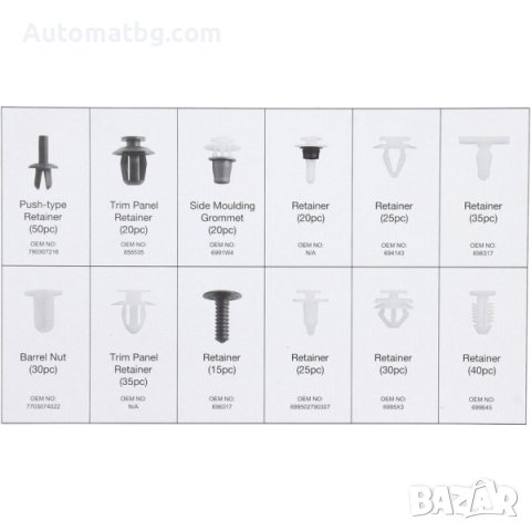 Комплект щипки за интериор Automat, Щипки за кори, За Peugeot, 345бр, снимка 3 - Аксесоари и консумативи - 39700369