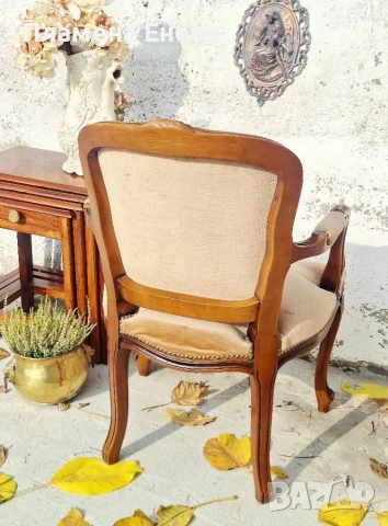 масивно френско кресло с подлакътници , снимка 5 - Дивани и мека мебел - 53172850