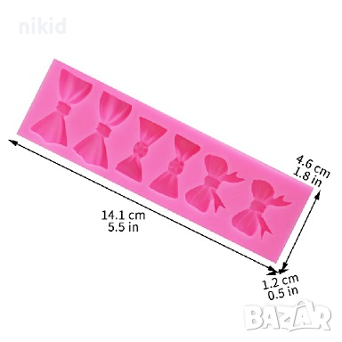 6 панделки пандела папионка силиконов молд форма фондан шоколад гипс декор украса фондан, снимка 3 - Форми - 44518938