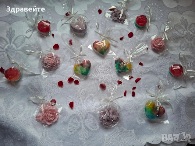 Глицеринови сапунчета цветя и сърчица с хипоалергенни етер масла+подарък , снимка 2 - Други - 53098710