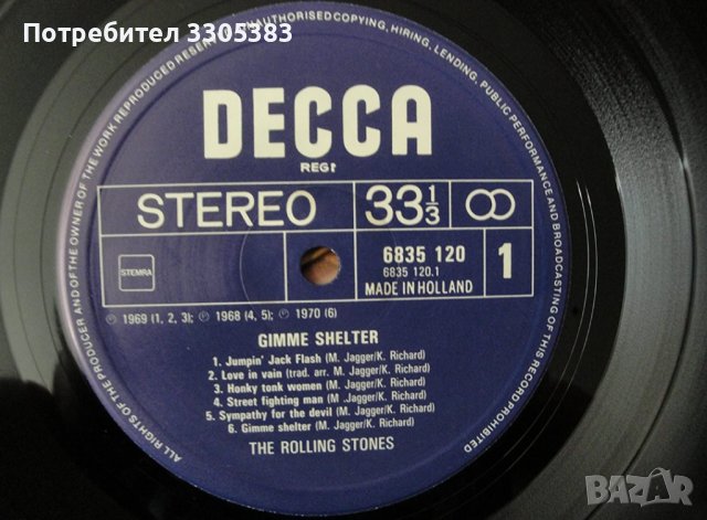 Грамофонна плоча The Rolling Stones "Gimme Shelter", снимка 2 - Грамофонни плочи - 40126203