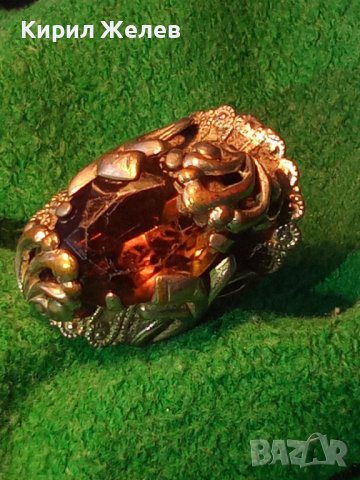АР ДЕКО СТАР БРОНЗОВ ПРЪСТЕН с ФАСЕТИРАН ГОЛЯМ ЦИТРИН ЮВЕЛИРНА МАЙСТОРСКА ИЗРАБОТКА 21099, снимка 2 - Антикварни и старинни предмети - 32659586