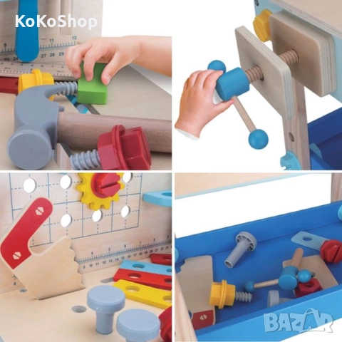 Детска дървена работилница-40x24.5x64.5 см./детски работен плот, снимка 3 - Образователни игри - 52151820