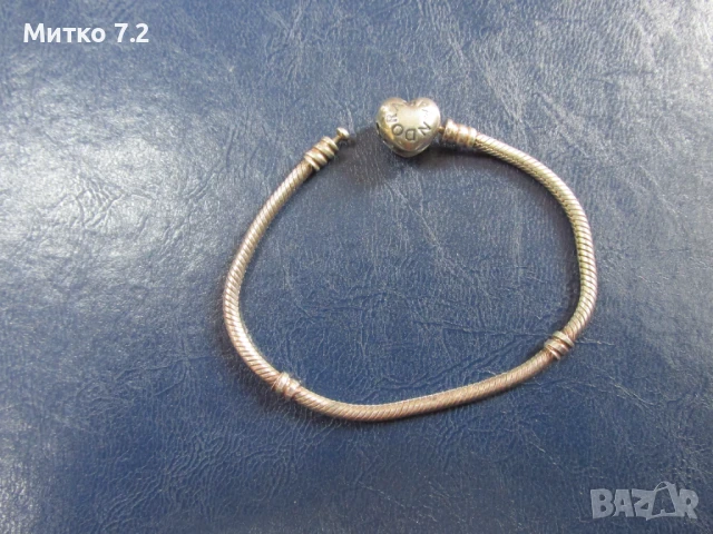 Сребърна гривна Пандора, снимка 4 - Гривни - 50481482