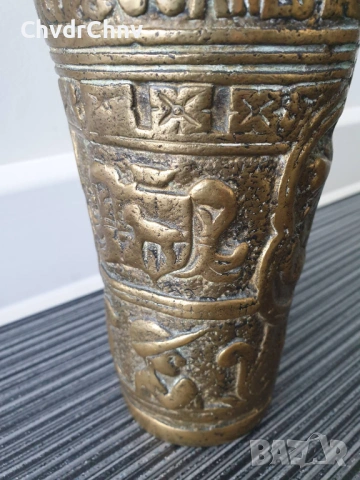 19ти век/2бр религиозен бронзов съд за светена вода/малка кофа с дръжка, снимка 5 - Антикварни и старинни предмети - 53507262