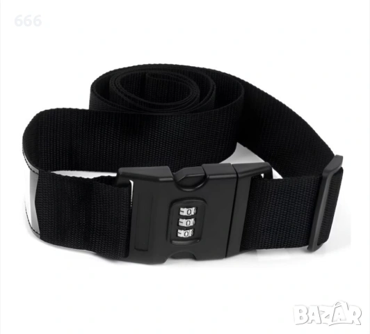 Ремък за багаж с комбинация за безопасност на куфара, Ширина 5 см, Дължина 200 см, Черна, снимка 3 - Други стоки за дома - 53333780