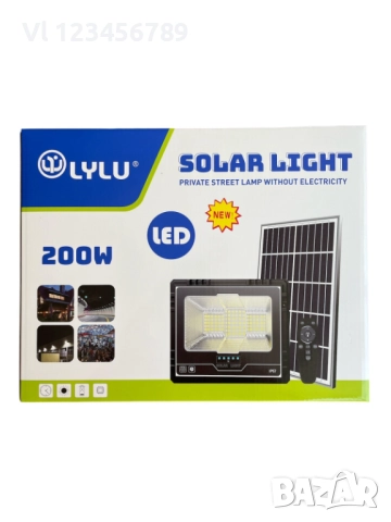 LED Соларен прожектор 200W с отделен панел, снимка 2 - Соларни лампи - 52653560