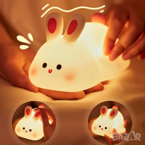 Нощна лед лампа заек Tilihome Rabbit LED Light - сладка заешка лампа, която носи уют, усмивки и спок, снимка 4 - Други - 52013320
