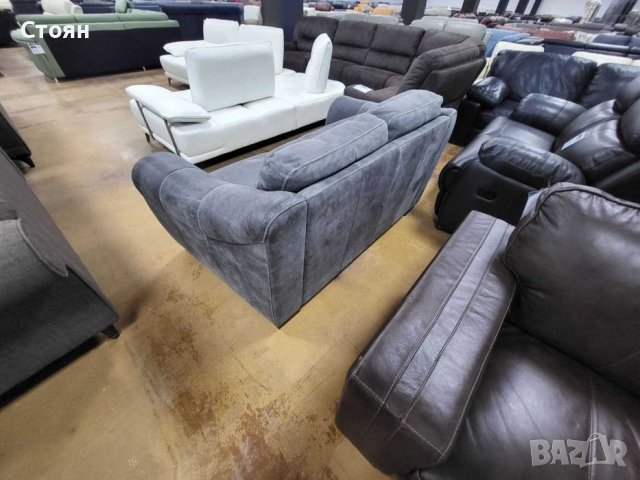 Сив кожен диван двойка "Galeria" - естествена кожа телешки бокс, снимка 5 - Дивани и мека мебел - 39711803