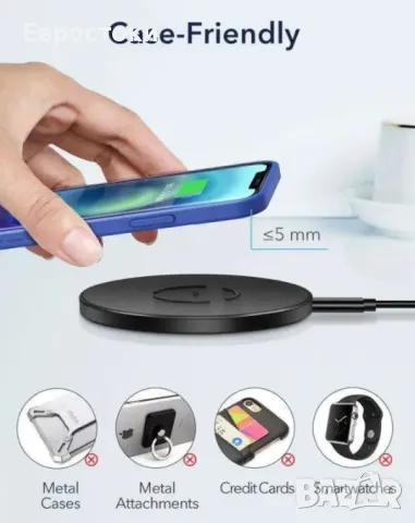 Безжично зарядно ESR 15W Wireless Charger Qi, цвят: черно, снимка 6 - Безжични зарядни - 49244417