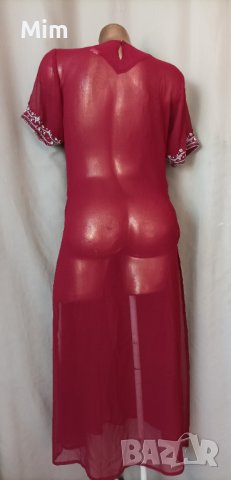 М Прозрачна рокля / парео / с релефна бродерия цвят бордо, снимка 3 - Рокли - 41393854