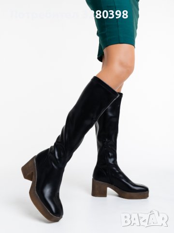 ПРОМОЦИЯ! -30% Дамски боти на ток от кожа в черен цвят, снимка 5 - Дамски боти - 42627547