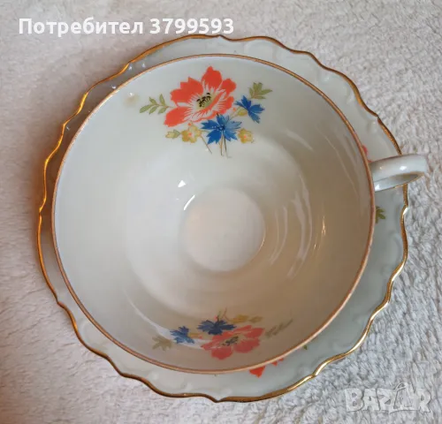 Порцеланов двоен сет за кафе Hanika Volkstedt , снимка 3 - Антикварни и старинни предмети - 48725474