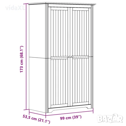 vidaXL Гардероб BODO, сив, 99x53,5x173 см, бор масив, снимка 9 - Гардероби - 56147367