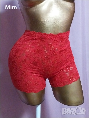 М Червени дантелени панталонки/ боксер/