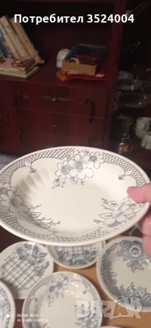 Нов Руски сервиз ръчно рисувани Състоящ се от 5 големи чинии като купи,3 десертни чинии и 3 дълбоки , снимка 2 - Антикварни и старинни предмети - 48352638