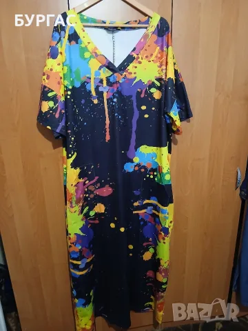 4xl ЕФЕКТНА ЦВЕТНА ДЪЛГА РОКЛЯ, снимка 2 - Рокли - 56057299