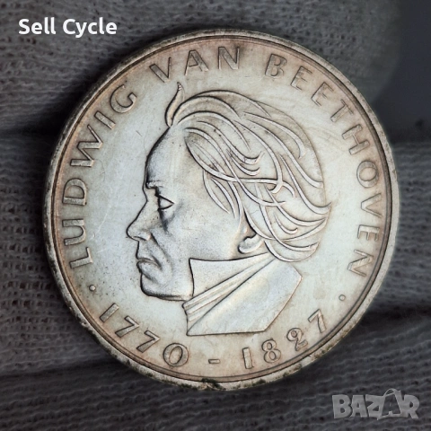 ✅ГЕРМАНИЯ-5 марки 1970 г.-200 г. Бетховен - СРЕБРО❗