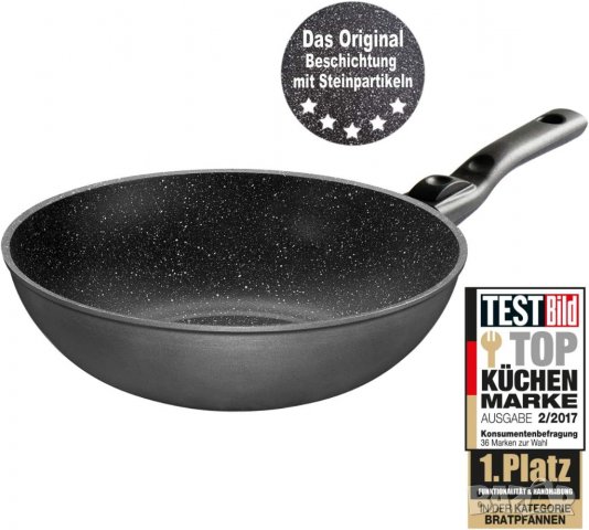 Уок тиган STONELINE 30 см ,Произведено в Германия уок, с подвижна дръжка, снимка 2 - Съдове за готвене - 39958816