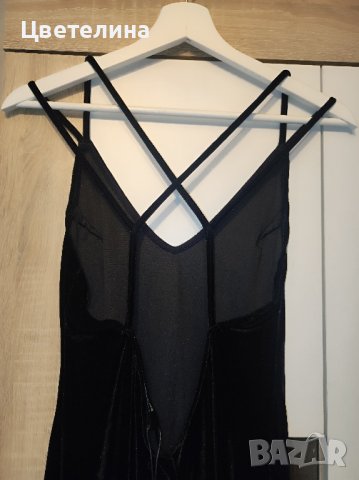 Дамска рокля в черно кадифе midi dress размер S BIK BOK цена 50 лв. + подарък сребърно колие, снимка 9 - Рокли - 42606371
