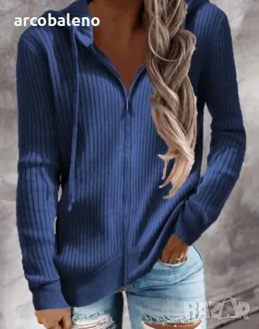 Ежедневен дамски суичър с качулка и цип и дълги ръкави, 6цвята , снимка 2 - Суичъри - 39744704