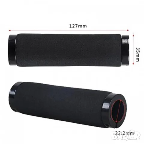 Черно червени меки ръкохватки за велосипед 120 mm с отвор 20 mm, снимка 2 - Аксесоари и консумативи - 55866683