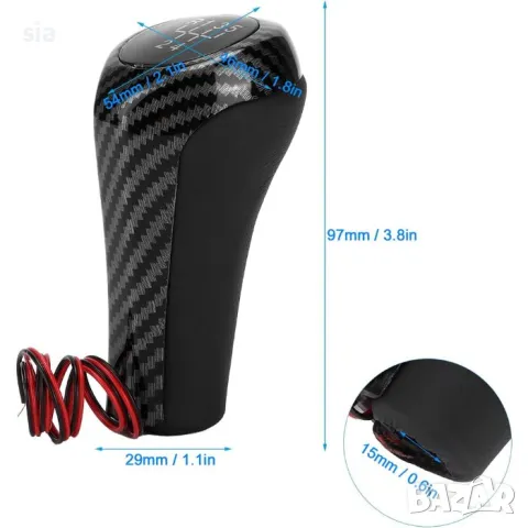 Топка за скоростен лост, Универсална, 5 Скорости, Led Светеща - Карбон, снимка 2 - Аксесоари и консумативи - 49903879