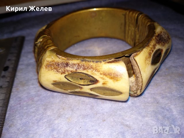 СТАРИННА БРОНЗОВА ТИБЕТСКА ТРАДИЦИОННА МАСИВНА ГРИВНА с ЩИФТ и КАМИЛСКА КОСТ РЪЧНА ИЗРАБОТКА 38321, снимка 12 - Антикварни и старинни предмети - 41095979