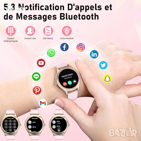 Brenth Смарт часовник за жени с функция за обаждане, IP68, iOS/Android, снимка 3 - Смарт часовници - 52414927