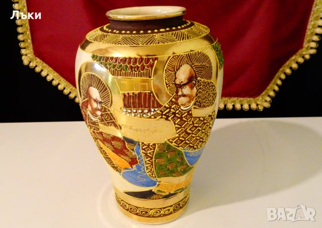 Satsuma Kinkozan Tsukuru,ваза японски порцелан. , снимка 2 - Вази - 33984435