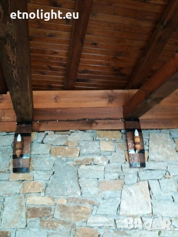 Ръчно изработени стенни лампи -аплици от бъчви с ръчно изработени дървени чашки!, снимка 2 - Лампи за стена - 53867821