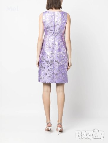 P.A.R.O.S.H. маркова лилава флорална металик-жакард рокля, НОВА, р-р М, 2023, снимка 5 - Рокли - 44185842