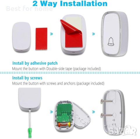 Безжичен звънец с обхват 280 м, 36 мелодии, 4 нива на звука, снимка 9 - Други - 41652791