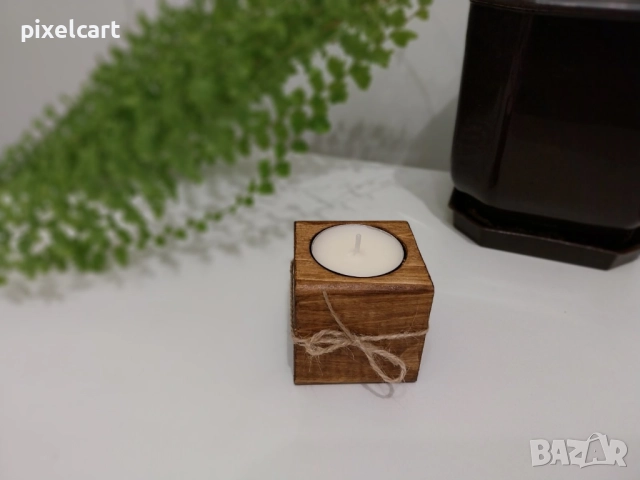 Декоративен сет от 2 части - цвят орех + Подарък 6 чаени свещи, снимка 11 - Декорация за дома - 52173653