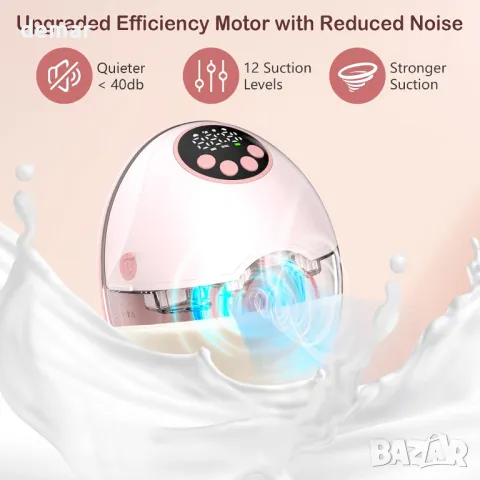 Smocraut Електрическа помпа за кърма, 12 нива, 4 режима с функция за нагряване и UV дезинфекция, снимка 4 - Помпи за кърма - 49526563