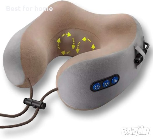 Висококачествен акумулаторен масажор за врат с мемори пяна U-Shaped Massage Pillow 