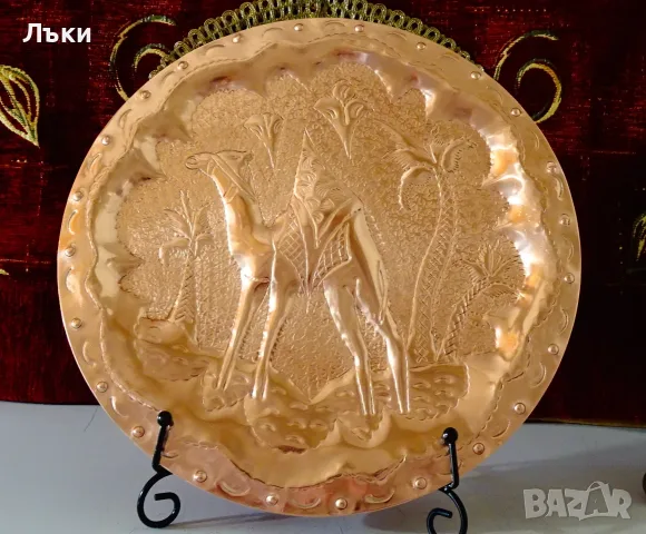 Медно пано за стена с картина Камила,палми. 