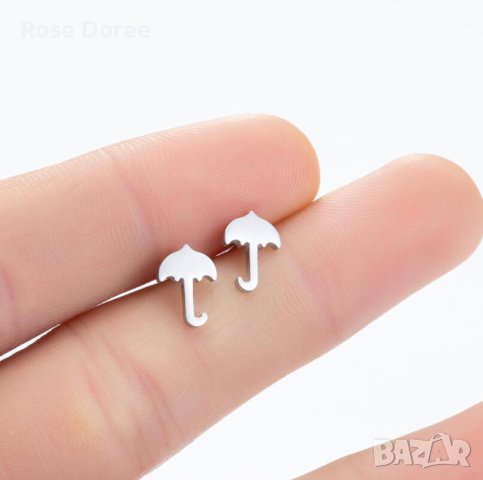 RD 502 Обеци Чадърче в сребристо чадър медицинска стомана безплатна доставка подарък, снимка 1