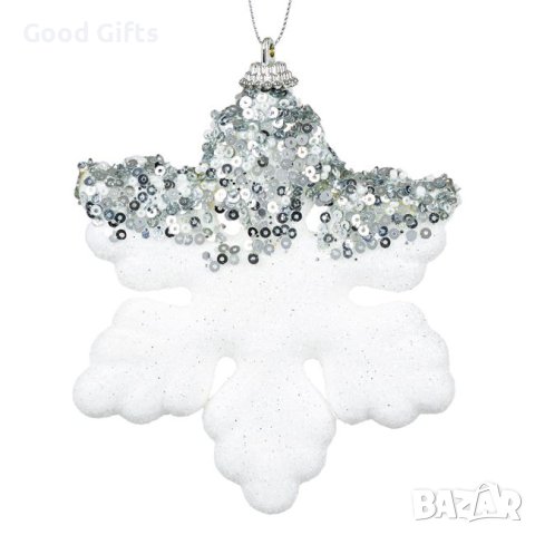 3 броя Бели коледни снежинки за елха, 12см, снимка 2 - Декорация за дома - 42701033