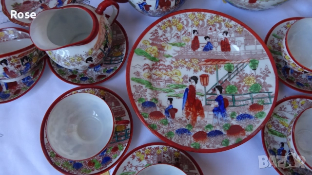 Стар японски костен порцелан тип "яйчена черупка". , снимка 7 - Сервизи - 52448477