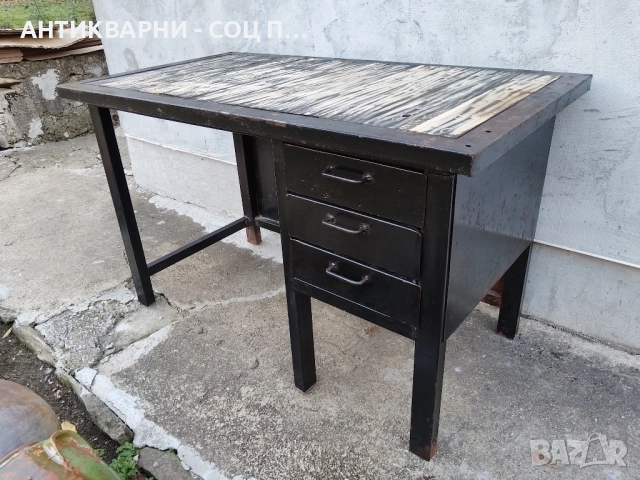 Стара Масивна Работна Маса / 80кг. , снимка 2 - Маси - 52171116