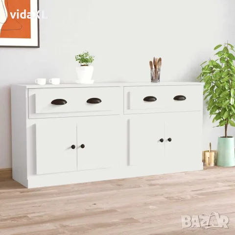 vidaXL Сайдборди, 2 бр, бели, инженерно дърво, снимка 2 - Бюфети - 56146732