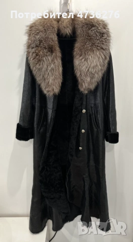 Дълго кожено палто Leonardo Classic – естествена кожа и лисица