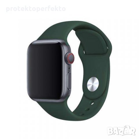 Силиконова каишка за Apple Watch -  42, 44, 45 - тъмнозелен цвят