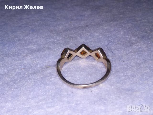 ЕЛЕГАНТЕН АРТ НУВО СРЕБЪРЕН ПРЪСТЕН СРЕБРО 925 с ТРИ ВИДА НАТУРАЛЕН БАЛТИЙСКИ КЕХЛИБАР 38588, снимка 9 - Пръстени - 41638005