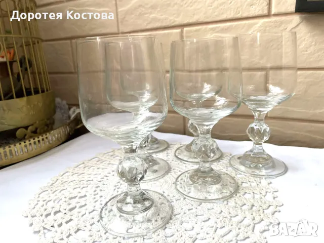 Красиви стари кристални тънкостенни чаши, 6 бр