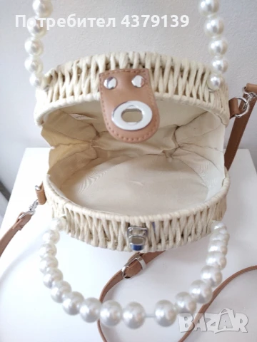 Flowers White нова ратанова чантичка, снимка 3 - Чанти - 51070799