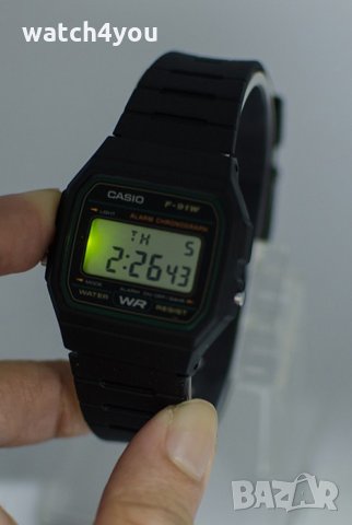 НОВ ОРИГИНАЛЕН ЧАСОВНИК CASIO F-91W.F-91W-1YEF. VINTAGE CASIO F91W. ВИНТИДЖ КЛАСИКА КАСИО Ф 91, снимка 4 - Детски - 24907020