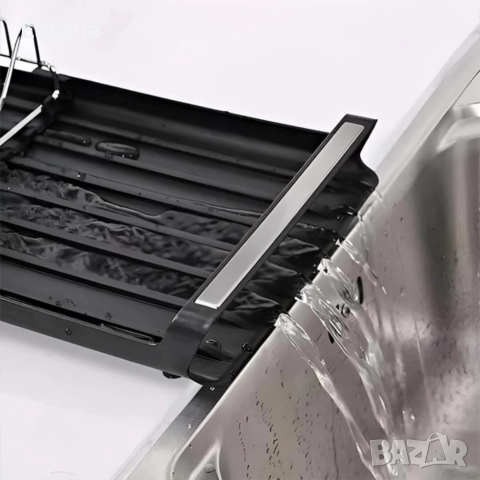 Разтегателен сушилник за съдове и прибори с дренажна тава – компактен кухненски отцедник за мивка, снимка 3 - Други стоки за дома - 52933712